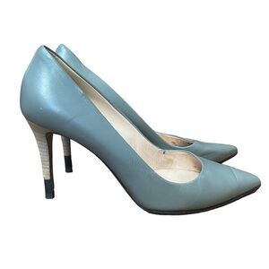 Fendi Gray Leather Stiletto Closed Toe Pumps Heels size 8